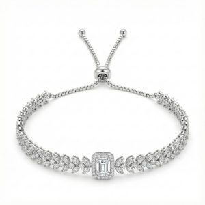 Rhodium Plated | Cubic Zirconia | American Diamond | Adjustable Bracelet For Women & Girls Bracelet Gift for Her
